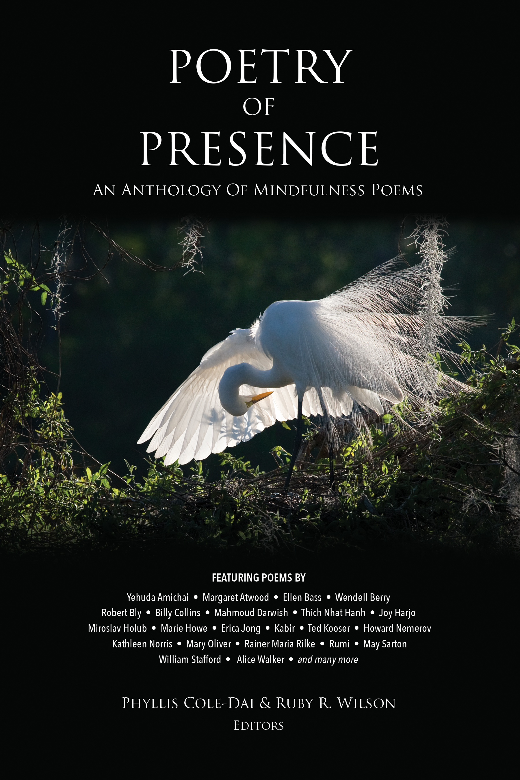 Poetry of Presence-book-cover-beautiful-egret-photo by David Moynahan.