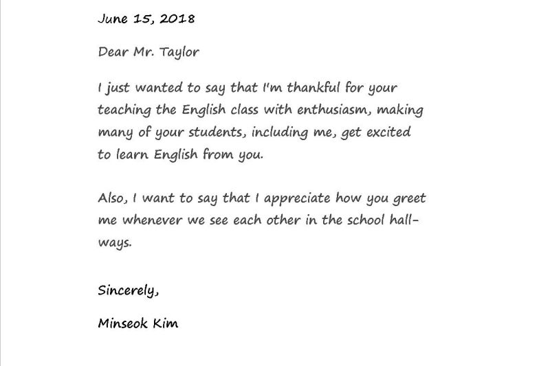 Thank You Letter For A Teacher Milas Westernscandinavia Org.